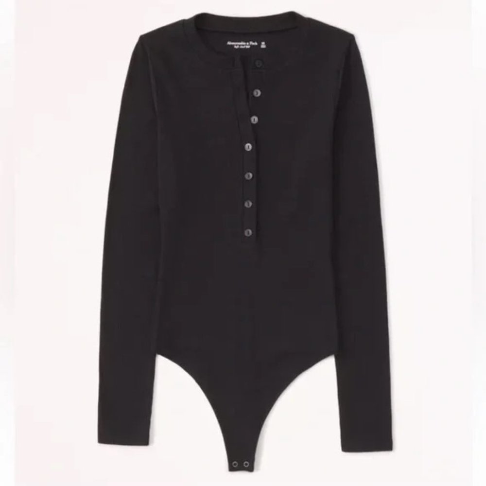 Abercrombie & Fitch Long-Sleeve Ribbed Henley Bodysuit